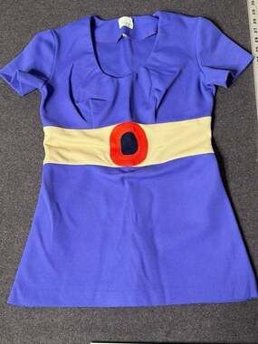 Vintage Sears JR Bazaar Mod Mini Dress, Purple A-Line Tunic, Size 7/Small